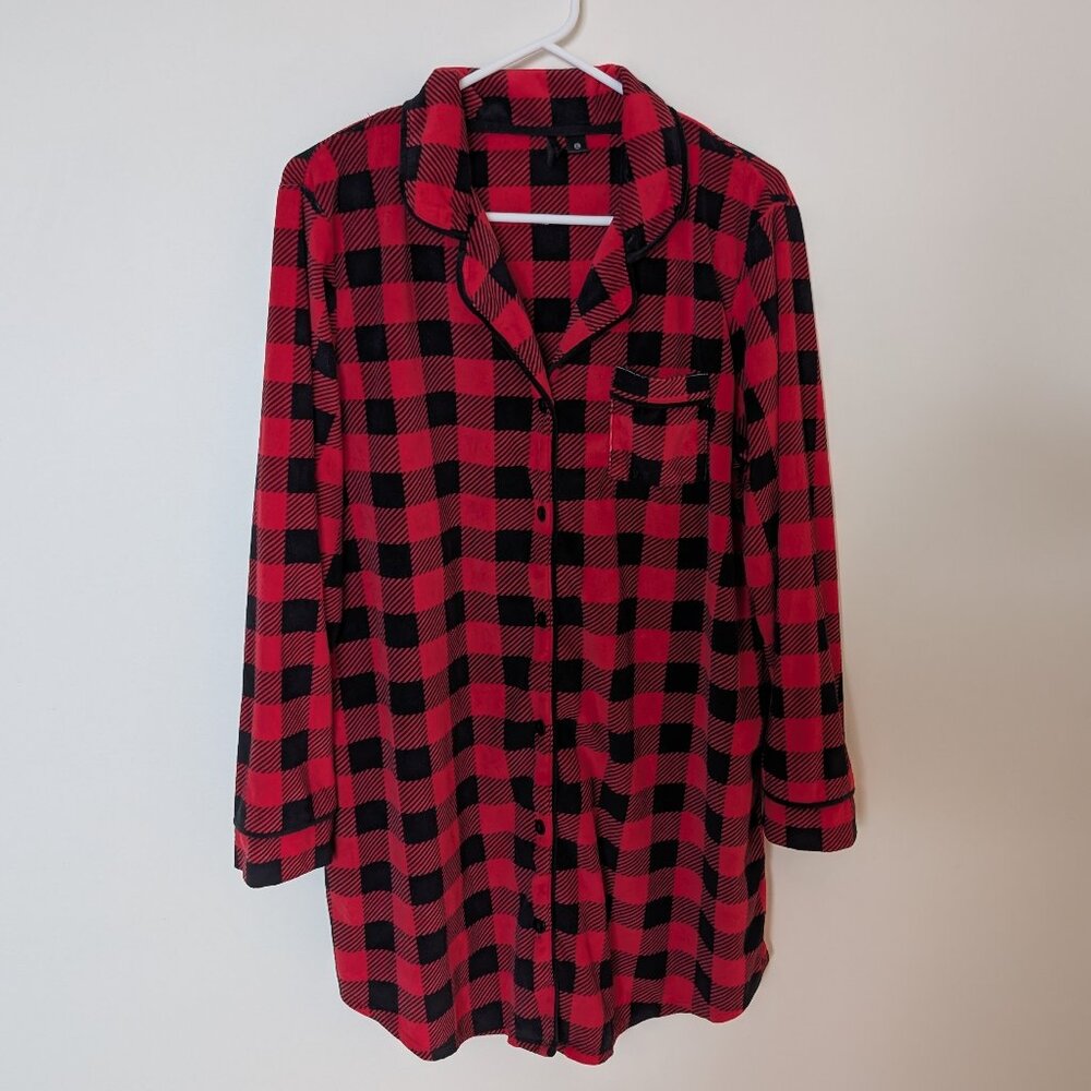 Kensie - Plaid Black & Red Nightie Dress - Nuisette à carreaux